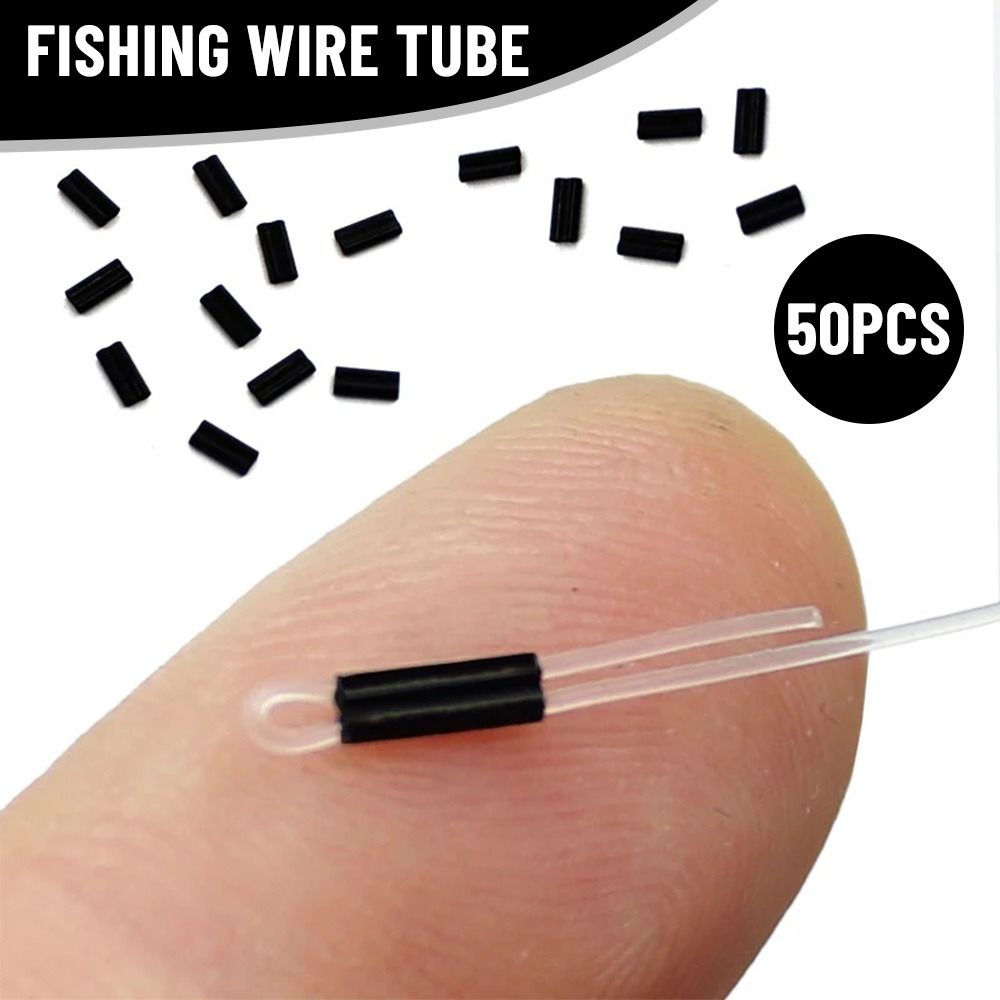 Monofilament Line - 50ชิ้นท่อคาร์บอนแบบพกพา0.6มม. 0.7มม. ขั้วต่อสายตกปลาแขนจีบท่ออลูมิเนียมคู่