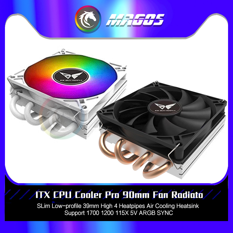 Fly Line - ITX พัดลมคูลเลอร์โปร90มม. สีขาวบางต่ำ39มม. สูง4ท่อฮีทซิงค์ระบายความร้อน1700 1200 115X