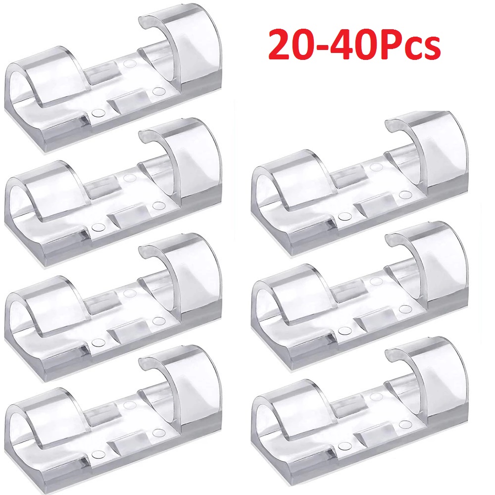 Tippet Line - 40PCS สายคลิปการจัดการสายเคเบิล Wire Manager ผู้ถือสายไฟ USB