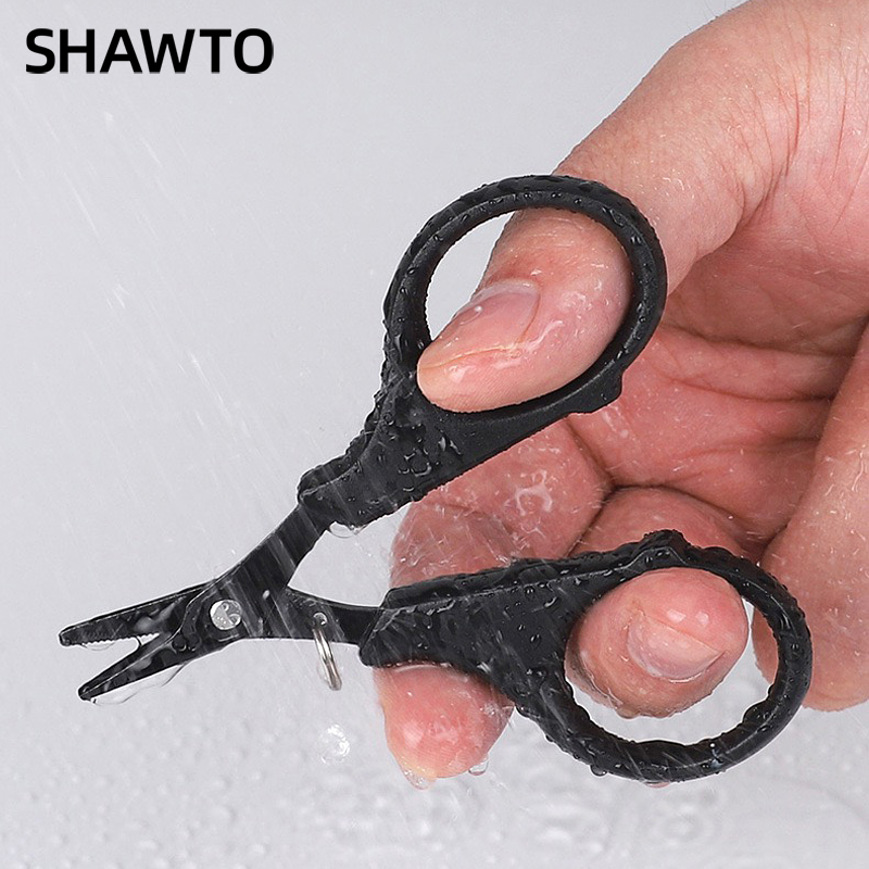 Fishing Line Cutter - กรรไกรตกปลาเคลือบไทเทเนียม Shawto ทำจากสแตนเลส คีมตกปลาอเนกประสงค์ ตัดสายถัก PE
