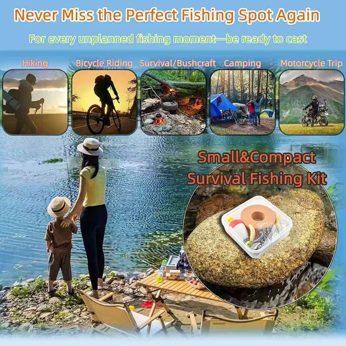 ชุดอุปกรณ์ตกปลาฉุกเฉินแบบพกพา， - Fishing Line Box บทวิจารณ์และราคา